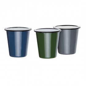 Gobelets  - Acier émaillé - 310 ml - Couleur vert et noir - Olympia Enamel - Lot de 6