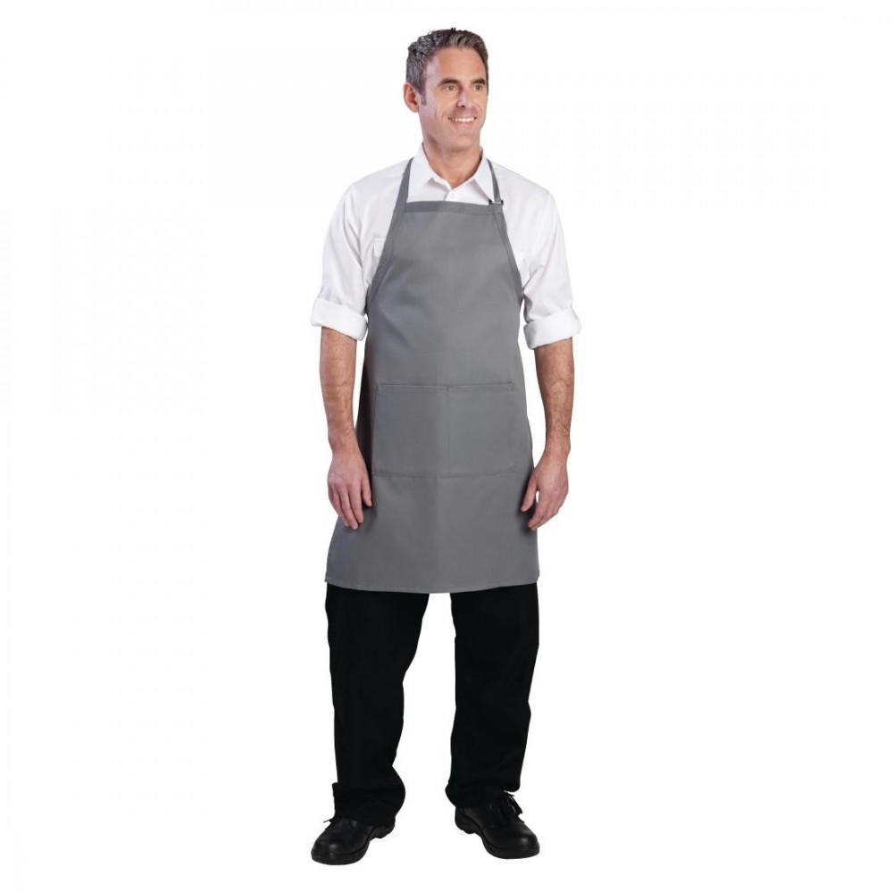 Tablier bavette - Tour de cou réglable - Double poche - Gris - Chef Works - Taille unique Tablier bavette - Tour de cou réglable - Double poche - Gris - Chef Works - Taille unique