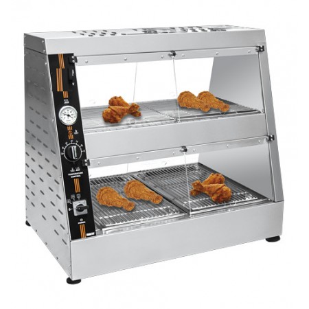  Vitrine chauffante poulet 1155 mm+ récipient  à eau 2 étages