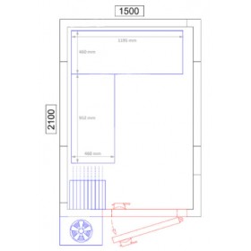 Chambre froide positive - 1500 x 2100 x 2010 - 4.8 m³ - Classe T