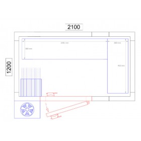 Chambre froide positive - 2100 x 1200 x 2010 - 3.7 m³ - Classe T