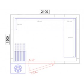 Chambre froide positive - 2100 x 1500 x 2010 - 4.8 m³ - Classe T