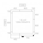 Chambre froide négative - 1200 x 1200 x 2010 - 1.6 m³ - Classe T