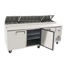 Meuble à pizza - Tropicalisé - Garantie 2 ans - 600 L - 3 portes + roulettes - 12 x GN 1/3 - Classe T