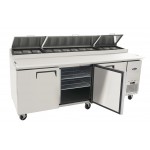 Meuble à pizza - Tropicalisé - Garantie 2 ans - 600 L - 3 portes + roulettes - 12 x GN 1/3 - Classe T