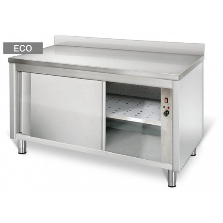 Meuble chauffant inox portes coulissantes 1200 x 700 x 850 avec dosseret