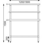 Table inox avec 2 étagères supérieures - Paiement 4X - AISI 430 - 1200 (L) x 600 (P) x 1500 (H) mm