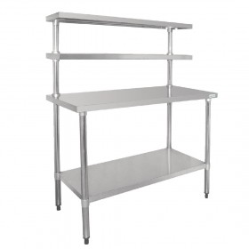 Table inox avec 2 étagères supérieures - Paiement 4X - AISI 430 - 1200 (L) x 600 (P) x 1500 (H) mm