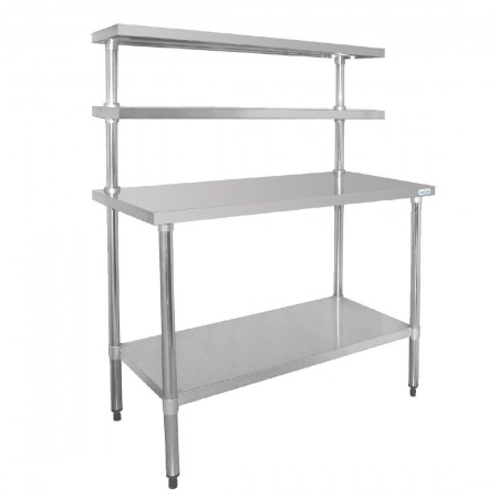 Table inox avec 2 étagères supérieures - Paiement 4X - AISI 430 - 1200 (L) x 600 (P) x 1500 (H) mm