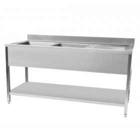 Plonge inox double bac - AISI 304 - 1500 (L) x 600 (P) x 900 (H) mm