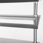 Table inox - Support bacs inox - 1 étagère supérieure - AISI 430 - 1200 (L) x 600 (P) x 1500 (H) mm
