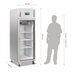 Armoire réfrigérée vitrée positive - GN 2/1 - Paiement 4X - Inox - Garantie 2 ans - 600 L - Classe N
