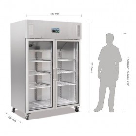 Armoire réfrigérée vitrée positive - GN 2/1 - Paiement 4X - Inox - Garantie 2 ans - 1200 L - Classe N