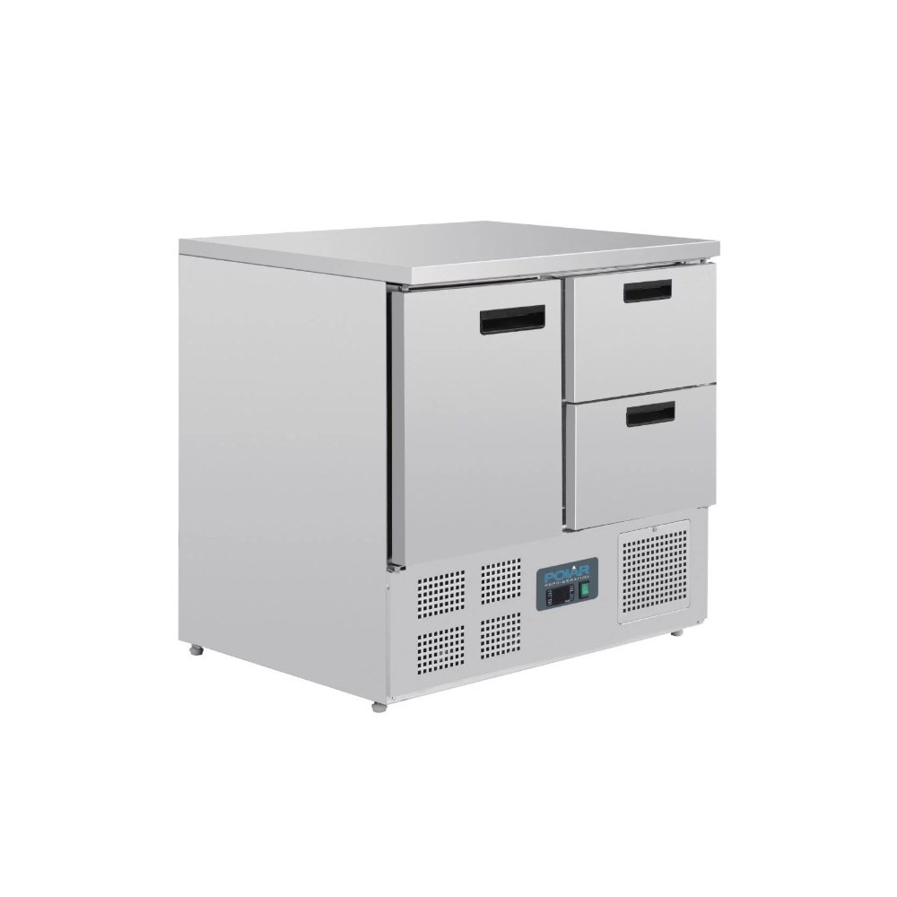 Table réfrigérée positive - GN 1/1 - Garantie 2 ans - 240 L - 1 porte + 2 tiroirs - 900 (L) x 700 (P) mm - Classe N Table réfrigérée positive - GN 1/1 - Garantie 2 ans - 240 L - 1 porte + 2 tiroirs - 900 (L) x 700 (P) mm - Classe N