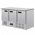 Table réfrigérée positive - Marbre - GN 1/1 - Garantie 2 ans - 368 L - 3 portes - 1370 (L) x 700 (P) mm - Classe N