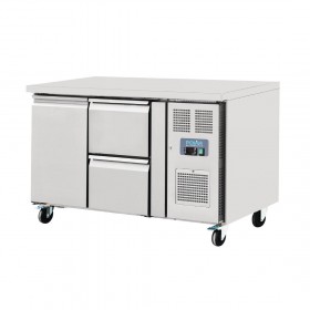 Table réfrigérée positive - GN1/1 - Garantie 2 ans - 228 L - 1 porte + 2 tiroirs - 1360 (L) x 700 (P) mm - Classe T