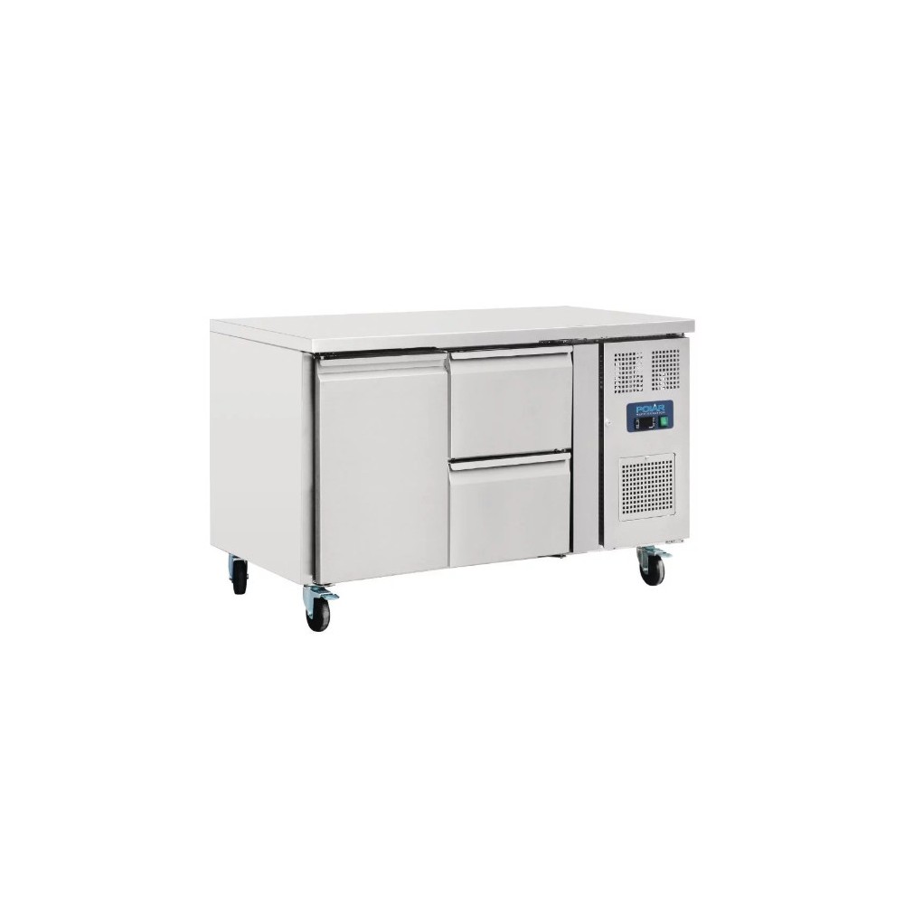 Table réfrigérée positive - GN1/1 - Garantie 2 ans - 228 L - 1 porte + 2 tiroirs - 1360 (L) x 700 (P) mm - Classe T Table réfrigérée positive - GN1/1 - Garantie 2 ans - 228 L - 1 porte + 2 tiroirs - 1360 (L) x 700 (P) mm - Classe T