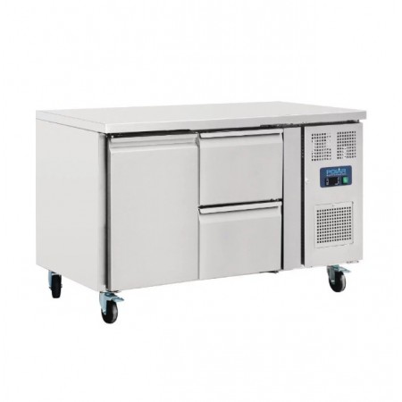 Table réfrigérée positive - GN1/1 - Garantie 2 ans - 228 L - 1 porte + 2 tiroirs - 1360 (L) x 700 (P) mm - Classe T