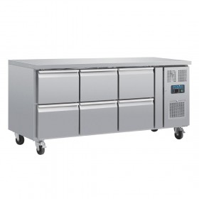 Table réfrigérée positive - Tropicalisée - GN1/1 - Garantie 2 ans - 465 L - 6 tiroirs - 1795 (L) x 700 (P) mm - Classe T