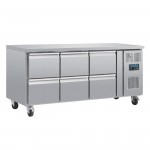Table réfrigérée positive - Tropicalisée - GN1/1 - Garantie 2 ans - 465 L - 6 tiroirs - 1795 (L) x 700 (P) mm - Classe T