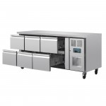 Table réfrigérée positive - Tropicalisée - GN1/1 - Garantie 2 ans - 465 L - 6 tiroirs - 1795 (L) x 700 (P) mm - Classe T