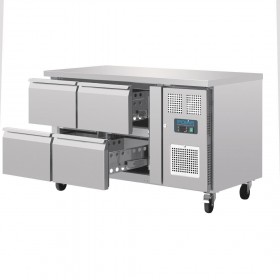 Table réfrigérée positive - GN 1/1 - Garantie 2 ans - 314 L - 4 tiroirs - 1360 (L) x 700 (P) mm - Classe T