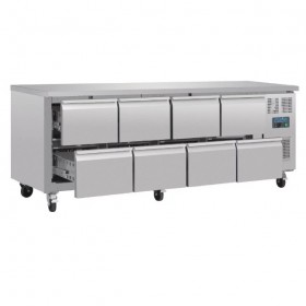 Table réfrigérée positive - GN1/1 - 616 L - 8 tiroirs - Garantie 2 ans - 2230 (L) x 700 (P) mm - Classe T