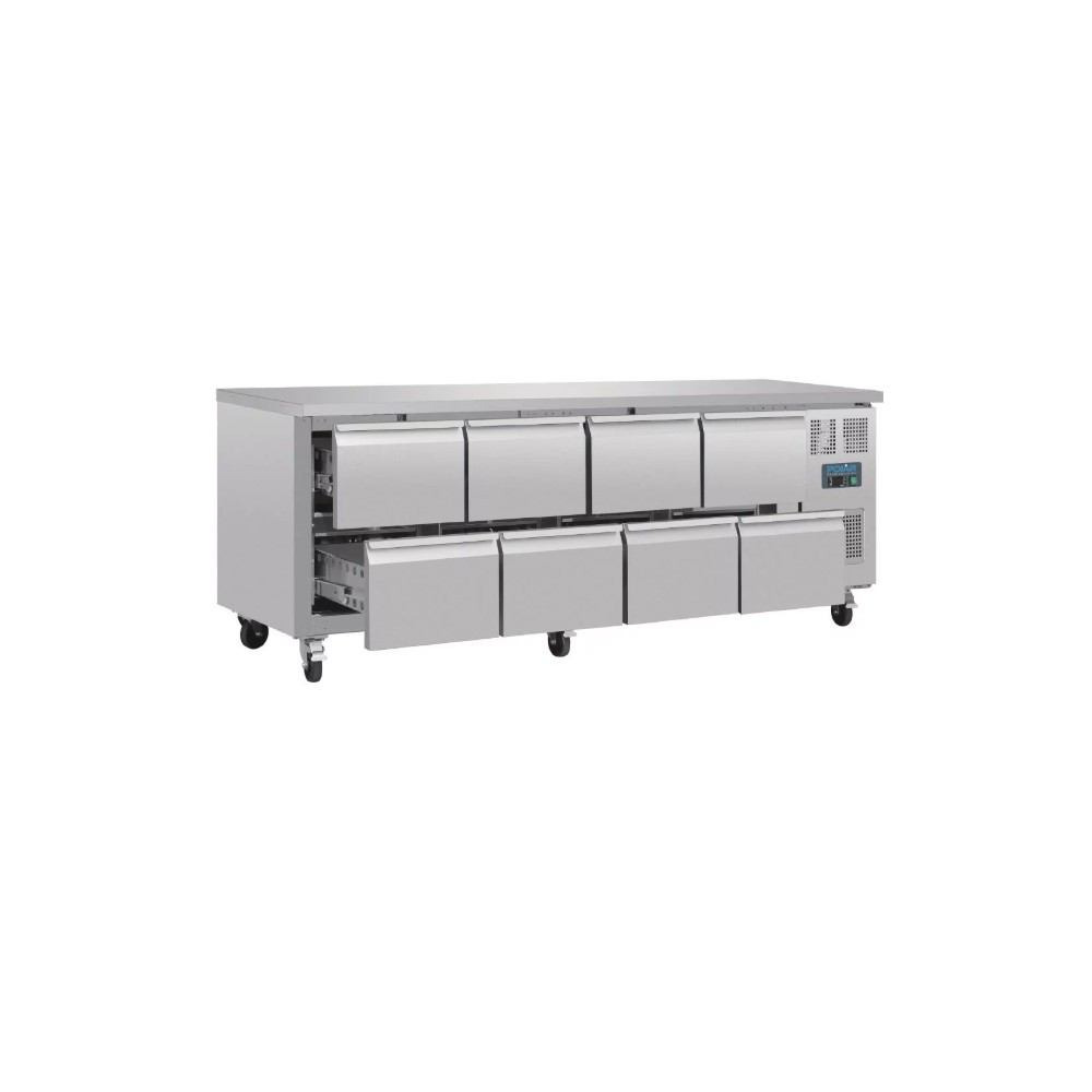Table réfrigérée positive - GN1/1 - 616 L - 8 tiroirs - Garantie 2 ans - 2230 (L) x 700 (P) mm - Classe T