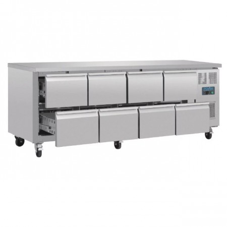 Table réfrigérée positive - GN1/1 - 616 L - 8 tiroirs - Garantie 2 ans - 2230 (L) x 700 (P) mm - Classe T