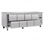 Table réfrigérée positive - GN1/1 - 616 L - 8 tiroirs - Garantie 2 ans - 2230 (L) x 700 (P) mm - Classe T