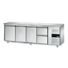 Table réfrigérée positive - GN 1/1 - 421 L - 3 portes + 2 tiroirs à droite - 2230 (L) x 700 (P) mm - Classe N