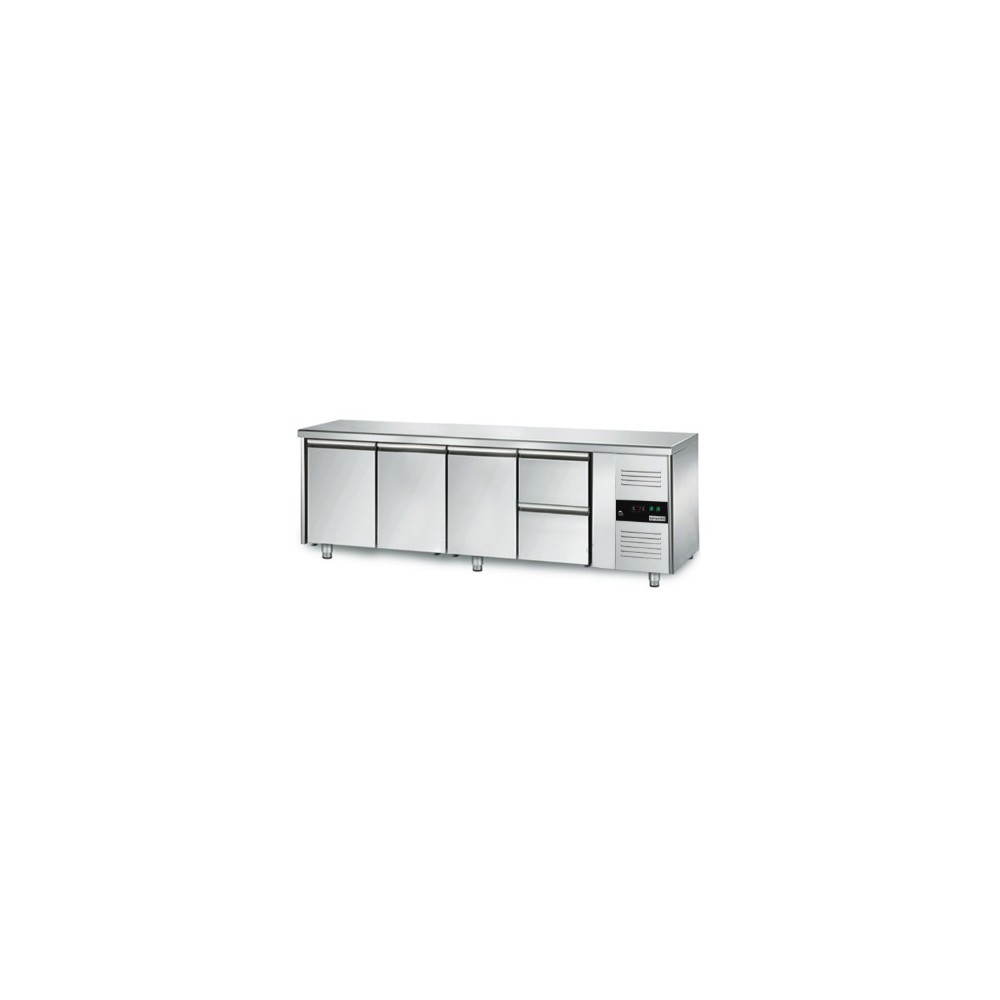 Table réfrigérée positive - GN 1/1 - 421 L - 3 portes + 2 tiroirs à droite - 2230 (L) x 700 (P) mm - Classe N Table réfrigérée positive - GN 1/1 - 421 L - 3 portes + 2 tiroirs à droite - 2230 (L) x 700 (P) mm - Classe N