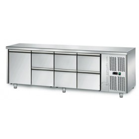 Table réfrigérée positive - GN 1/1 - 421 L - 1 porte + 6 tiroirs à droite - 2230 (L) x 700 (P) mm - Classe N
