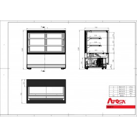 Vitrine réfrigérée positive - 570 L. - 1700 (L) x 750 (P) x 1200 (H) mm - Avec éclairage