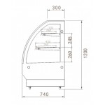 Vitrine réfrigérée positive - Bombée - 420 L. - 1200 (L) x 740 (P) x 1200 (H) mm - Avec éclairage - Classe N
