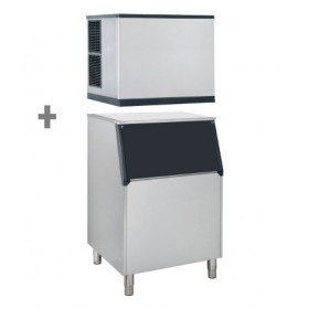 Machine à glaçons + bac à glaçons 480 kg - 212 kg / jour - A eau - Automatique - Classe N