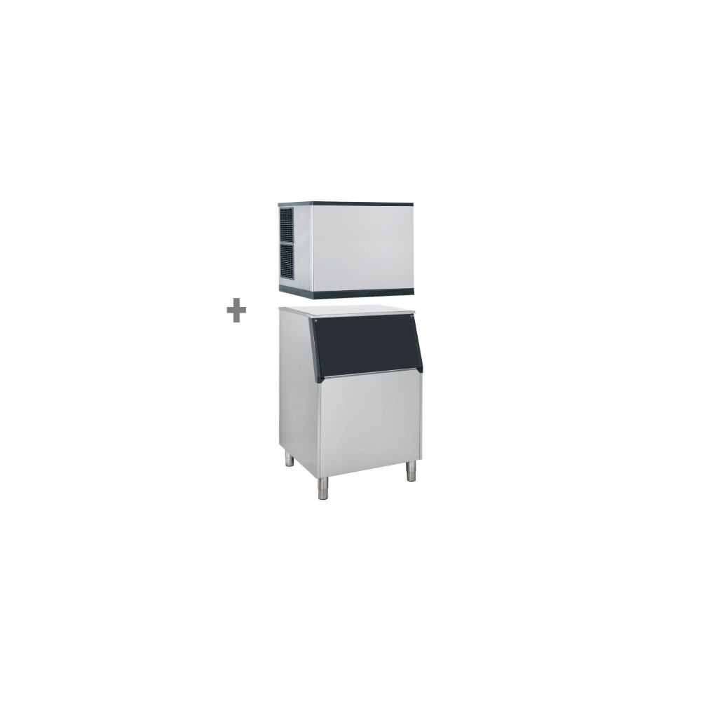 Machine à glaçons + bac à glaçons 480 kg - 212 kg / jour - A eau - Automatique - Classe N Machine à glaçons + bac à glaçons 480 kg - 212 kg / jour - A eau - Automatique - Classe N
