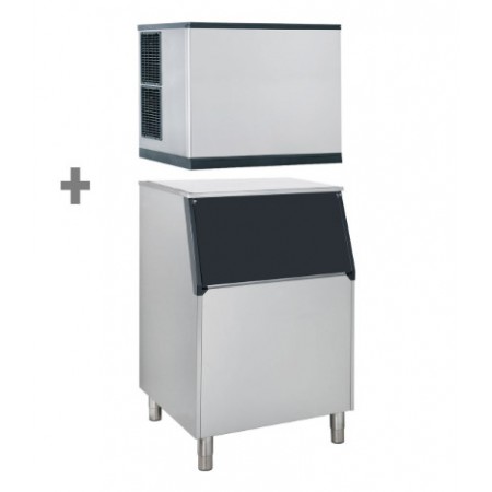 Machine à glaçons + bac à glaçons 480 kg - 212 kg / jour - A eau - Automatique - Classe N