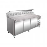 Meuble à pizza - Tropicalisé - Garantie 2 ans - 600 L - 3 portes + roulettes - 12 x GN 1/3 - Classe T