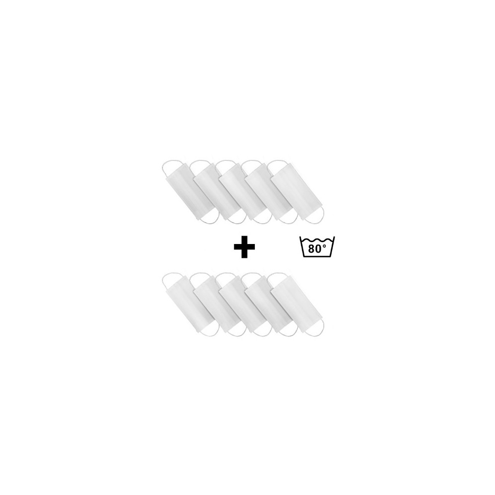 Masques double épaisseur tissus - Blanc - Lot de 10