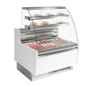 Vitrine réfrigérée positive - Paiement 4X - Blanc - 938 (L) x 985 (P) x 1345 (H) mm - Avec éclairage - Classe N