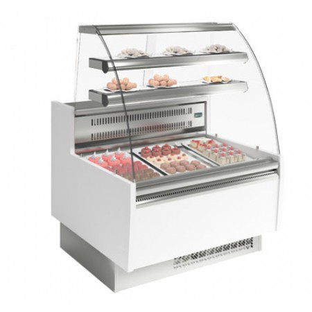 Vitrine réfrigérée positive - Paiement 4X - Blanc - 938 (L) x 985 (P) x 1345 (H) mm - Avec éclairage - Classe N
