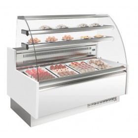 Vitrine réfrigérée positive - Vitre bombée - Blanc - 1562 (L) x 985 (P) x 1345 (H) mm - Avec éclairage - Classe N