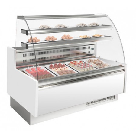 Vitrine réfrigérée positive - Vitre bombée - Blanc - 1562 (L) x 985 (P) x 1345 (H) mm - Avec éclairage - Classe N