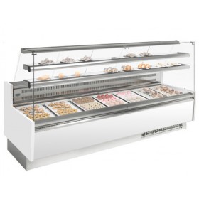 Vitrine réfrigérée positive - Vitre droite - Blanc - 2500 (L) x 985 (P) x 1345 (H) mm - Avec éclairage - Classe N