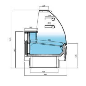 Vitrine réfrigérée positive - Vitre droite - Blanc - 2500 (L) x 985 (P) x 1345 (H) mm - Avec éclairage - Classe N