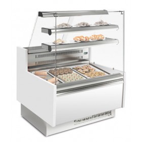 Vitrine réfrigérée positive - Vitre droite - Blanc - 2500 (L) x 985 (P) x 1345 (H) mm - Avec éclairage - Classe N