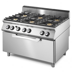 Fourneau 6 feux gaz sur four  GN2/1 GGMASTRO ITALIE