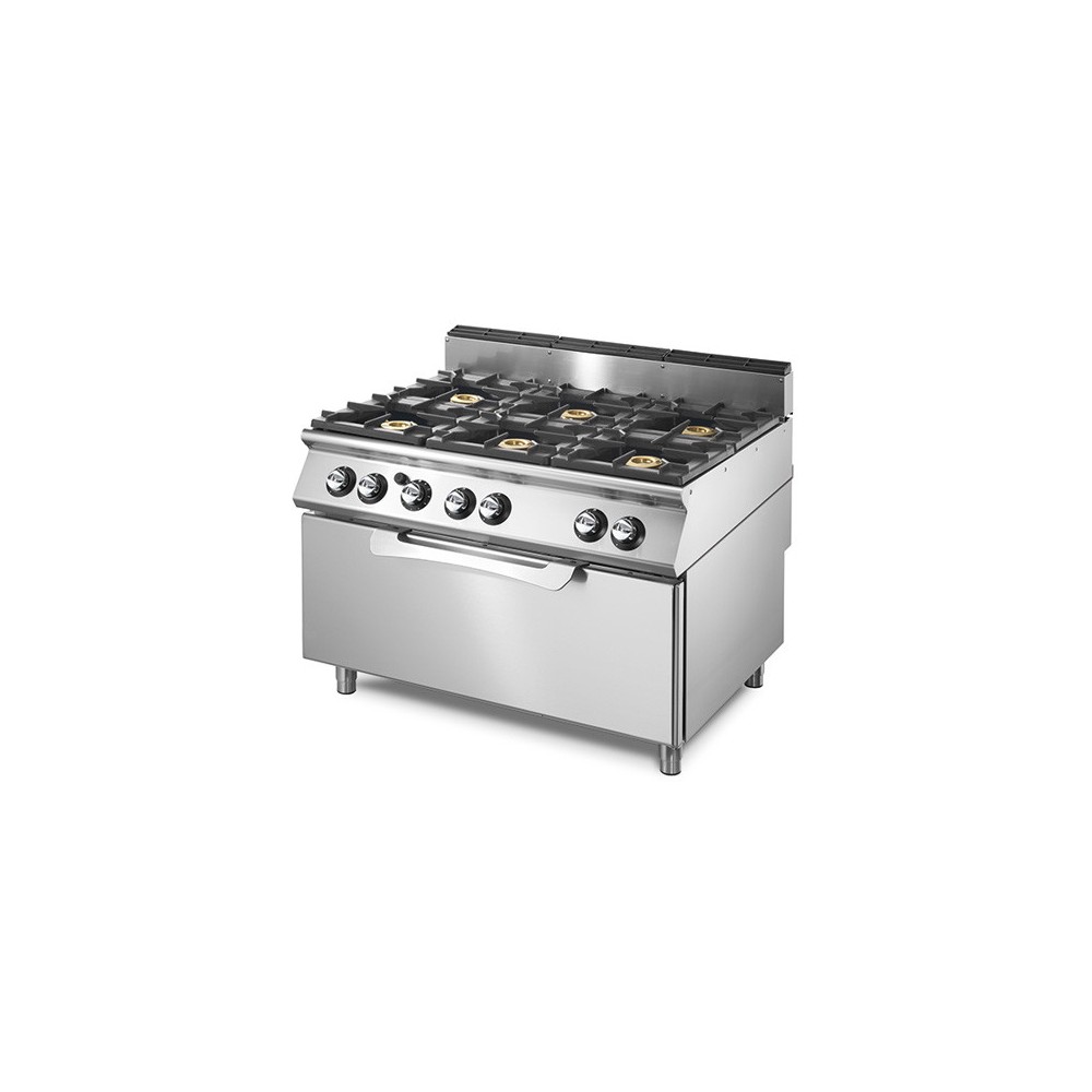 Fourneau 6 feux gaz sur four GN2/1 GGMASTRO ITALIE Fourneau 6 feux gaz sur four GN2/1 GGMASTRO ITALIE