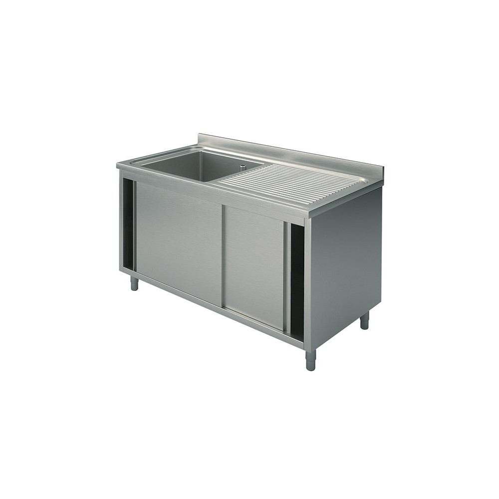 Plonge inox sur meuble - AISI 304 - 1000 (L) x 700 (P) x 900 (H) mm - Avec égouttoir - 1 bac à gauche Plonge inox sur meuble - AISI 304 - 1000 (L) x 700 (P) x 900 (H) mm - Avec égouttoir - 1 bac à gauche